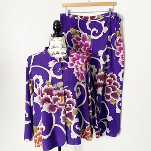 Natori Samarkand Pajamas Pj Women’s Large Dark Violet Purple Floral 2 Piece Set - Picture 1 of 15