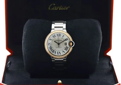 Cartier Ballon Bleu 36mm, Silver Dial, Rose Gold Diamond Bezel - Steel WE902081 - Image 1 of 4