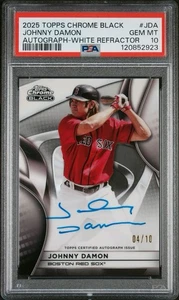 Autógrafos Topps 2025 cromados negros PSA 10 Johnny Damon/10 refractor blanco #JDA - Imagen 1 de 2