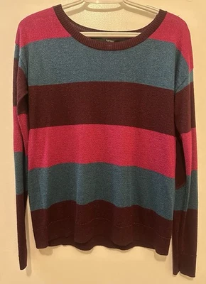 Kensie Womens Size M Knit Sweater Melange Striped Lurex Elbow pads metallic - Image 1 of 4