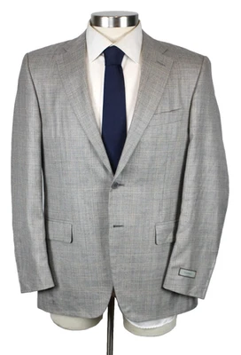 $1795 Abrigo Deportivo Canali 40 R (50 EU) Hombre Gris Claro Lana A Cuadros Seda Lino Nuevo Foto 1 de 4