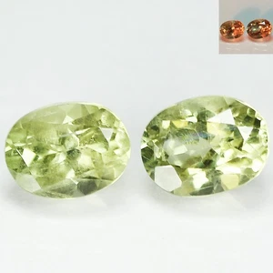 2.78 Ct SI [2Pcs Pair] Wonderful Oval 7.6 x 5.8 MM Olive Green to Red Diaspore - Picture 1 of 5