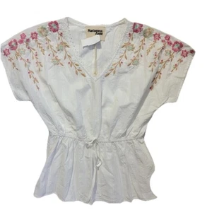 Blusa Top Campesina Savanna Jane Blanca Floral Bordada Boho Talla M - Imagen 1 de 5