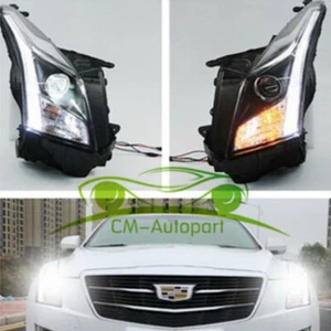 HID Headlights High Beam LED DRL Bi-xenon Projector Fit 2013-2016 Cadillac ATS - Foto 1 di 5