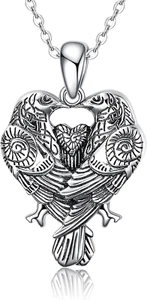 Raven Urn Pendant Necklace 925 Sterling Silver Crow Huginn and Muninn Viking Jew - Picture 1 of 7