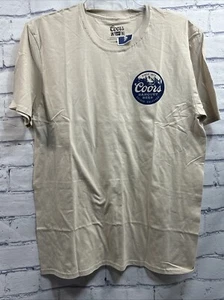 Coors Banquet Beer T-Shirt Men’s Large Tan Double Sides Screen Print NEW - Picture 1 of 4
