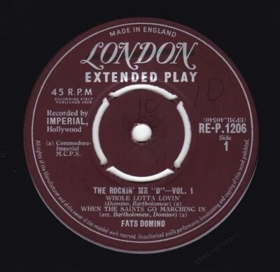 Fats Domino - The Rockin' Mr. D Vol. 1 - 7" 45 RPM EP - 1959 UK Pressing - Image 1 of 2