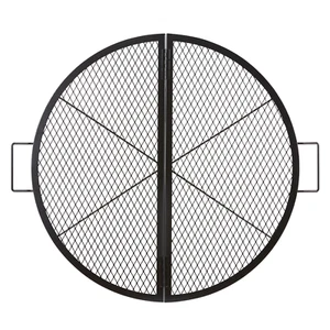 X-Marks Fire Pit Grill Grate, Foldable Round Cooking Grate, Heavy Duty Steel - Picture 1 of 10