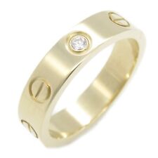 CARTIER LOVE wedding band ring 1P diamond bague #4 K18 Yellow Gold Used