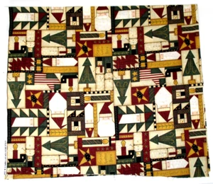 Tessuto natalizio vintage Leslie Beck trapuntato cotone 1 iarda blocco trapunta country - Foto 1 di 5