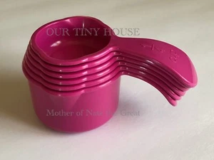 NEW Tupperware Measuring Cups Set Hot Pink Curved Embossed Handle Baking Tools - Picture 1 of 6