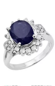 10ct Gold Natural Blue Saphire & Diamond Ring. With Certificate Valued $4290.00 - Picture 1 of 6