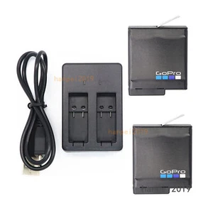 2 x Original GoPro AHDBT-501 Akku + USB Dual Ladegerät für HERO 5 HERO 6 7 Black - Bild 1 von 8
