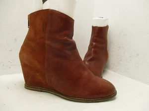 Botines H by Hudson England Cuero Marrón Dorado Cremallera Ocultos Tacón Alto Talla 39 - Imagen 1 de 9