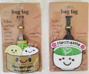 Hawaii Luggage Tag Bag Tag SET: MATCH-A-LOHA, DEM SOM' GOOD DIM SUM IS DELICIOUS - Picture 1 of 3