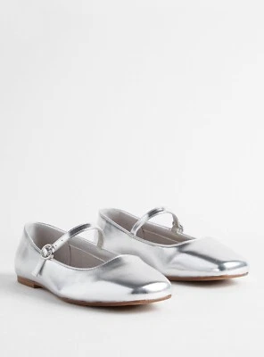 Torrid Square Toe Mary Jane Flat (WW) Silver Size 10 #G10205 - Image 1 of 4
