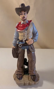 Estatuilla de vaquero occidental vintage estatua de resina 8" de alto decoración rústica coleccionable - Imagen 1 de 2