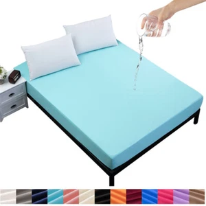 Waterproof Fitted Sheet Extra Deep Mattress Protector 13 Color 7 Size Bed Cover - Picture 1 of 24