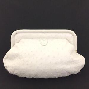 OLD GUCCI GG White Embossed Leather Clutch Second Bag /2K0234