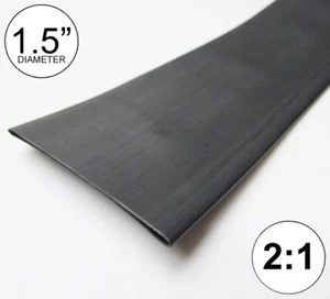 1,5" ID Schwarz Schrumpfschlauch 2:1 Verhältnis 1-1/2" Verpackung (2 Fuß) Zoll/ft/bis 40 mm - Bild 1 von 4