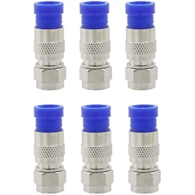 6Pcs RG6 Compression Adapter RF coaxial Cable Converter F Type Wire Connector - Image 1 of 3