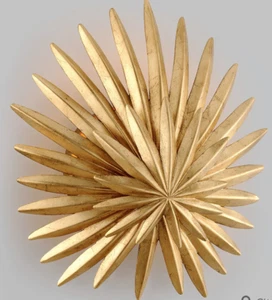 Nature Inspired Organic Coastal Palm Leaf Frond Savvy Wall Sconce  Gold - Picture 1 of 3