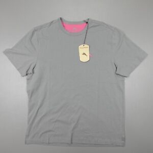 Tommy Bahama Crew Neck T-Shirt Bala Shark Grey Pink Logo Mens Relaxed Fit Size M