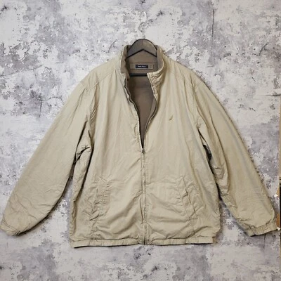 Nautica Reversible Fleece Jacket Mens Size XL Beige Beige Mock Neck Full C - Image 1 of 4