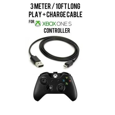3M Long Play&Charge Cable Charging Cable Cord for Xbox One S Wireless Controller