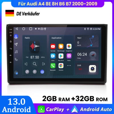 Carplay Android13 Autoradio Für Audi A4 8E 8H B6 B7 2000-2009 GPS NAVI BT 2+32GB - Bild 1 von 4