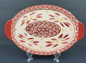 Temp-tations By Tara Old World Red 13" Oval Lid-It~Tray~Baker~Trivet 768087~EUC - Picture 1 of 8