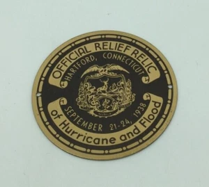 1938 Hartford Connecticut Hurricane and Flood Official Relief Relic Brass Plaque - Picture 1 of 2