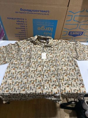 Camisa masculina Inserch manga curta colarinho botão estampa bege poliéster tamanho XL - Imagem 1 de 4