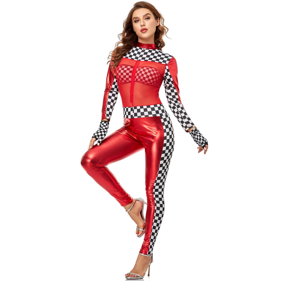 Sexy Uniformes de Porristas Mono Halloween COS Locomotora Carreras Traje Disfraz Foto 1 de 4