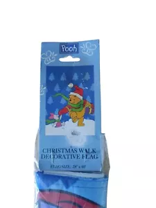 Vintage Disney Winnie the Pooh & Piglet CHRISTMAS Outdoor Flag about 40"×28" - Picture 1 of 3