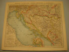 Bośnia, Dalmacja, Istria, Chorwacja, Slawoni. Stara mapa z 1907 roku stara litografia