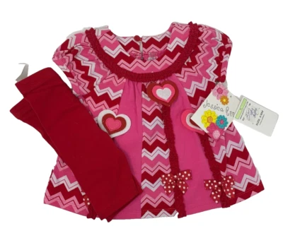 NWT Jessica Ann Baby Girls 3-6 Months Red and Pink Heart Valentine Outfit - Image 1 of 4