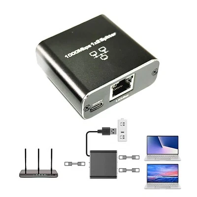 B19C RJ45 Adattatore Splitter Switch 1:2 Ethernet Lan Cavo di Rete Cavo CAT56 - Immagine 1 di 4