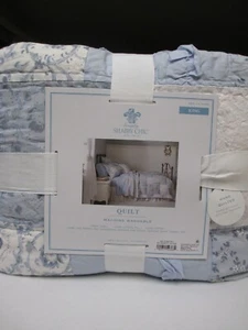 Rachel SIMPLY SHABBY CHIC Bohemian Patchwork Blue Floral Ruffle Quilt - King