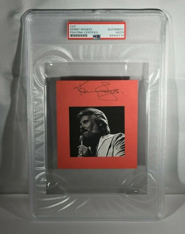 Rare KENNY ROGERS Large Cut Signature-COUNTRY MUSIC LEGEND-PSA Encapsulated Cover