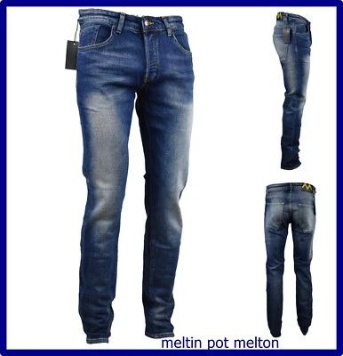 jeans meltin pot uomo melton slim fit regular elasticizzato blu w31 w32 w36 w38