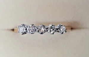 Women's Yellow Gold 9ct 5 Stone Diamond Ring Size P - Picture 1 of 8