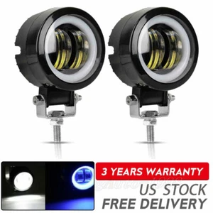 2X 3inch Round LED Work Light Bar Spot Pods Driving Fog Halo Offroad ATV UTV 4WD - Picture 1 of 12