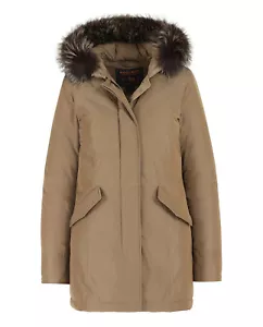 £945 NEW WOOLRICH BROWN W'S LUXURY ARCTIC PARKA FOX FUR JACKET COAT S SMALL 8 10 - Picture 1 of 12