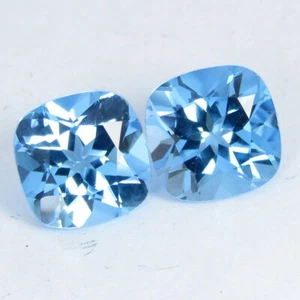 5.38Cts Glorious Natural Swiss Blue Topaz  Fashion Cushion Cut Matching Pair - Picture 1 of 5