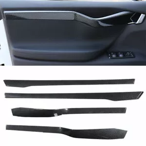 Cubierta de panel de puerta interior de fibra de carbono 4 piezas apta para Tesla Model X S 2012-2021 - Imagen 1 de 7