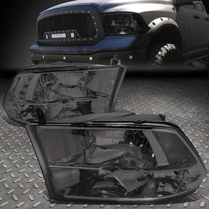 FOR 09-18 Ram 1500 2500 3500 Quad Smoked Lens Clear Corner Headlights Piar - Picture 1 of 8