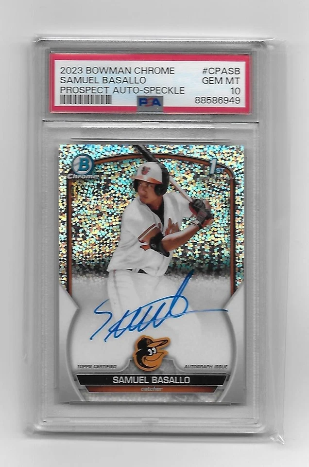 Samuel Basallo 2023 BOWMAN CHISPA CROMADA Ref. Auto #043/299 PSA 10 gemas como nuevo Foto 1 de 1