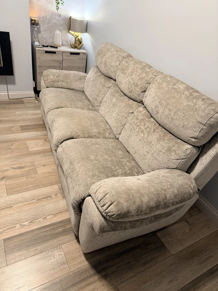 3 Seater Power Recline Sofa Grey Fabric - Image 1 of 4