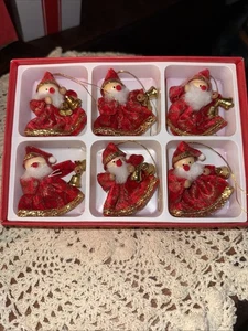 Vintage Madrid 6er Set Mini Weihnachtsmann Holz Ornamente! 2" groß - Bild 1 von 8
